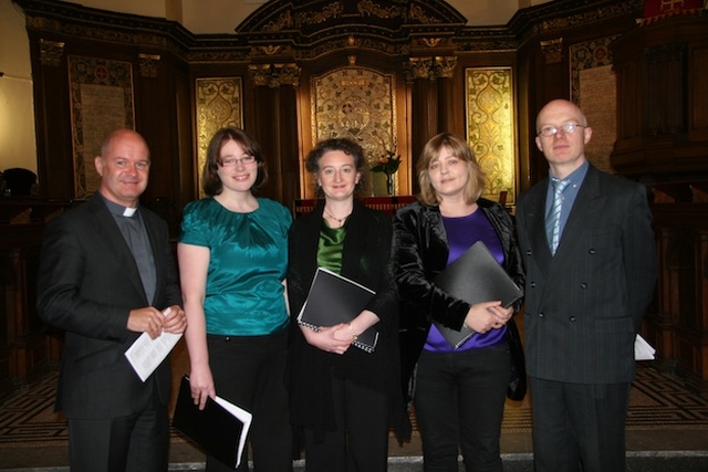 Pictured at the launch of the lunchtime recital series at St Ann's, Dawson St were the Revd David Gillespie, Elizabeth Hilliard, Rachel Talbot, Claire Wallace and Charles Marshall. 