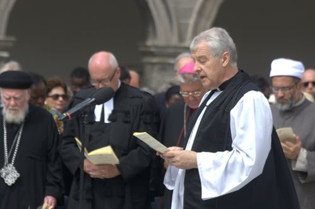 Archbishop Michael Jackson reads the closing prayer of the Multi Faith Commemoration which formed part of the ceremony to mark the National Day of Commemoration in the Royal Hospital Kilmainham today, July 14.(Photo: Patrick Hugh Lynch)