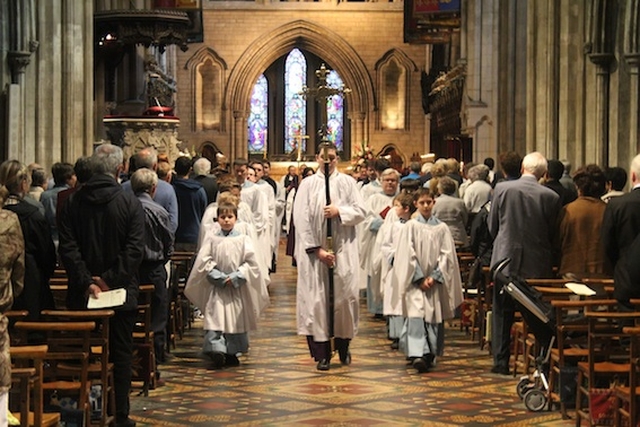 The Choir processing out at the end of the Friends' Festival service in Saint Patrick's Cathedral, Dublin. Photo: Patrick Hugh Lynch.