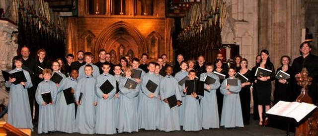 The Choristers of  St Patrick’s Cathedral with the Cathedral Consort and choir director, Stuart Nicholson following a concert in the cathedral to mark the official launch of the choir’s CD, In Dublin’s Fair City. 