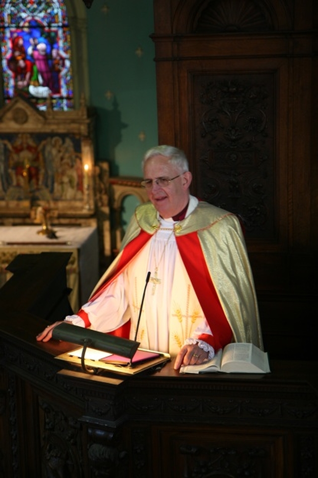 The Archbishop of Dublin, the Most Revd Dr John Neill preaching at the service of thanksgiving marking the completion of restoration work on St Stephen's Church, Mount Street (also known as 'the pepper canister'.