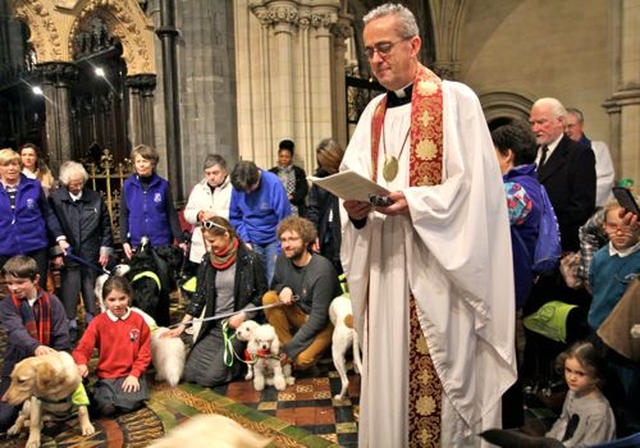 Dean Dermot Dunne blesses the dogs during the annual Peata Carol Service in Christ Church Cathedral which took place today (December 10). Peata Therapy Dogs visit service users in various facilities bringing the benefits of interaction with pets. 