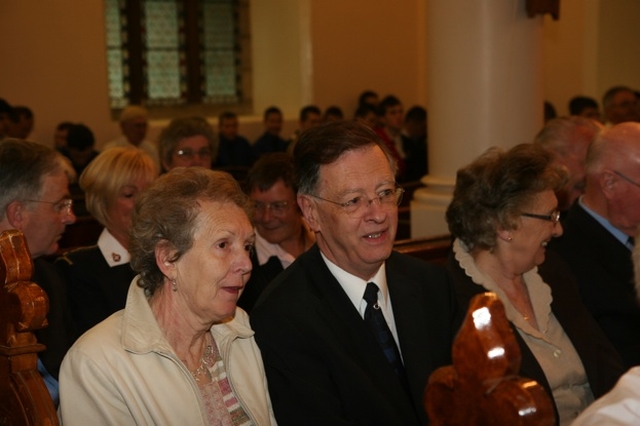 Daithí Ó Maolchoile and Olive Uí Mhaolchile at the Boys Brigade Council Thanksgiving Service in Booterstown, Dublin.