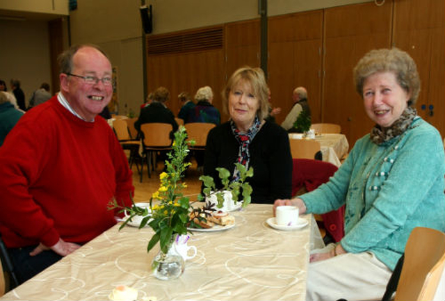 Stuart Robertson, Pauline Allen and Audrey Gray attended the Daffodil Day coffee morning in St Paul’s Parish Centre in Glenageary. 