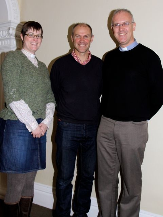 The Revd Jennifer McWhirter (organiser), the Revd Ric Thorpe (speaker) and the Revd Dr Maurice Elliott, (principal of CITI) at the Church Planting Day in the Church of Ireland Theological Institute. 