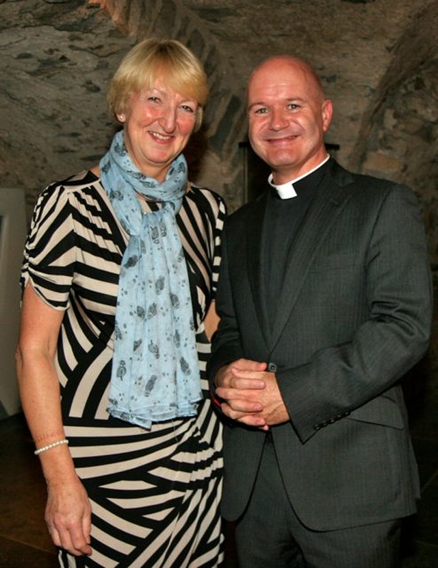 Celia Dunne with Revd David Gillespie at the launch of the Word that spake it – an exhibition marking the 350th anniversary of the 1662 Book of Common Prayer in Christ Church Cathedral.