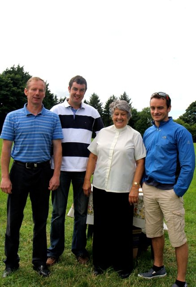John Plant, Gordon Warren, rector, the Revd Olive Henderson and Lionel Mackey at Donoughmore Fete and Sports Day. 