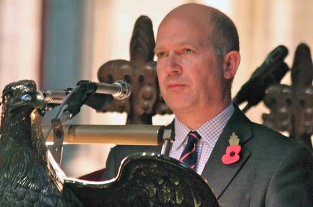 The British Ambassador to Ireland, Dominick Chilcott, reads a lesson at the annual Remembrance Sunday Service in St Patrick’s Cathedral. (Photo: Patrick Hugh Lynch)