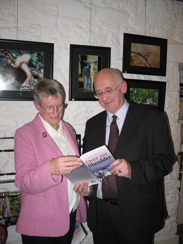 Pictured at the launch of Over my Shoulder – A Memoir by Norma MacMaster is the Revd Norma MacMaster (left) and Artist and Writer, Hugh Fitzgerald Ryan.