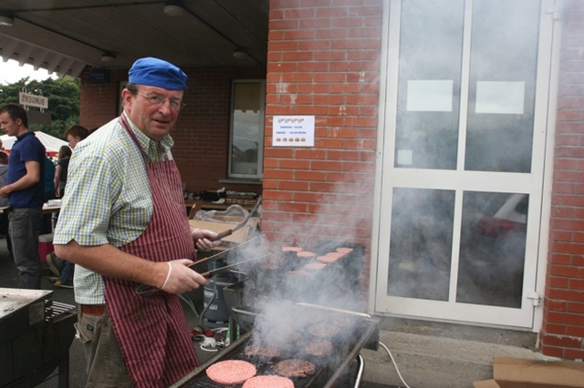 Frank O'Kennedy on the BBQ at the Rathmichael Parish Fete.