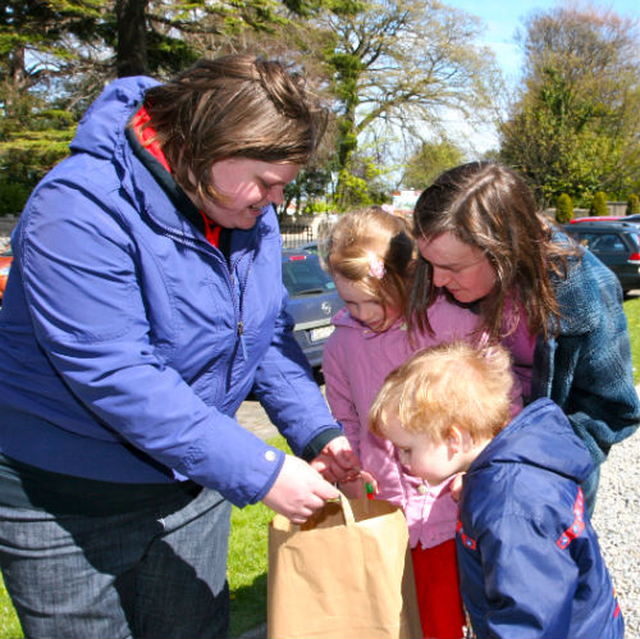 There were activities for the whole family at the festival of bell ringing at Christchurch Bray. Youth pastor, Kirsty Lynch (left) helped distribute treats to children who went along to hear the peal which took a team of bell ringers over three hours to sound. Funds raised at the event will be presented to Wicklow Hospice. 