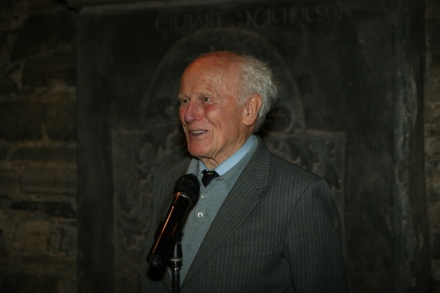 Pictured is composer Sir David Willcocks speaking at the launch of the Christ Church Cathedral Choir's new CD, I Love all Beauteous Things, featuring the work of Herbert Howells.