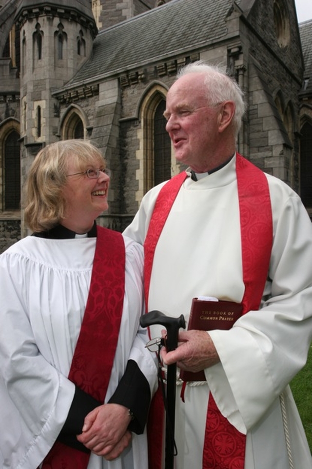 Father's Day in Christ Church Cathedral Dublin, the Venerable Donald Keegan (right) with his daughter, the Revd Ruth Elmes at her ordination as a Deacon.