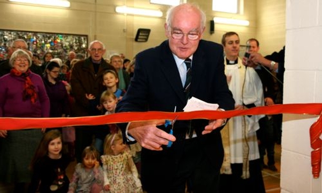 Bill Fleeton, who coordinated the project, officially opens the newly renovated church hall at St Matthias’s Church, Killiney–Ballybrack, on Sunday November 25.