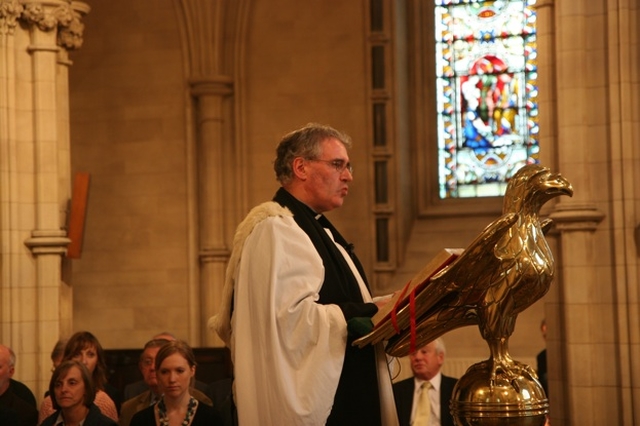 Pictured is the Revd Canon Ted Ardis reading the first lesson at Evensong in Christ Church Cathedral to mark the foundation of the Christ Church Cathedral past choristers association.