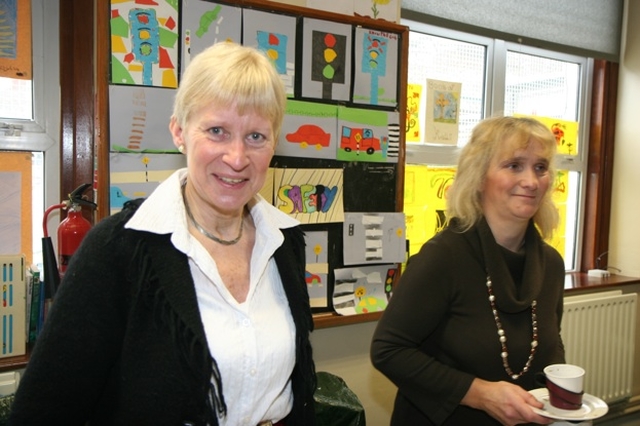 Pictured are Noeleen Taylor and Shone Rusk of St Laurence's Parish, Chapelizod at the reception in the parish school that followed the re-dedication of two stained glass windows in the Church by the Archbishop of Dublin, the Most Revd Dr John Neill.