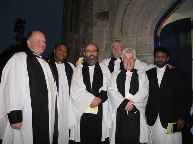 The clergy at the Advent Sunday Discovery service in St Maelruain’s Tallaght, (left to right) the Revd William Deverell, the Revd Obinna Ulogwara, the Revd Canon Patrick Comerford, the Revd Canon Horace McKinley, the Revd Canon Katharine Poulton and Fr Matthew Philip of the Indian Orthodox Church in Tallaght.