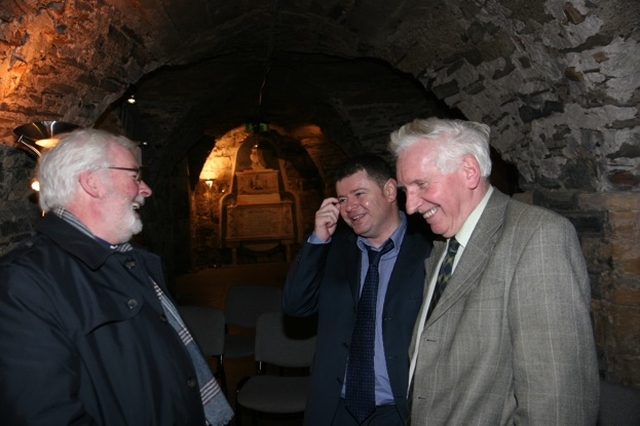 Pictured at a lecture on Cumman Gaelach na hEaglaise in Christ church cathedral are the Revd Canon Neil McEndoo, Chancellor of the Cathedral, Aonghus Dwane and Ken Milne of the Cathedral's cultural committee and Cumman Gaelach na hEaglaise.
