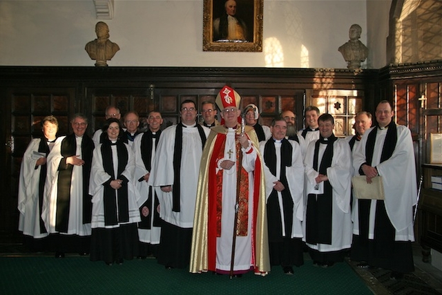 Clergy pictured at the commissioning of the new DIT Chaplain, the Revd J P Kavanagh, Rector of Kells Priory, in Christ Church Cathedral. 