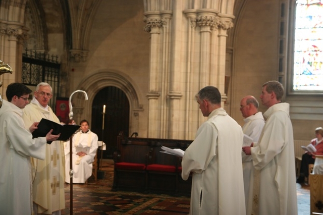 The Archbishop of Dublin and Bishop of Glendalough, the Most Revd Dr John Neill commissions the Revd John Tanner (right) as the new Diocesan Director of Lay Ministry.