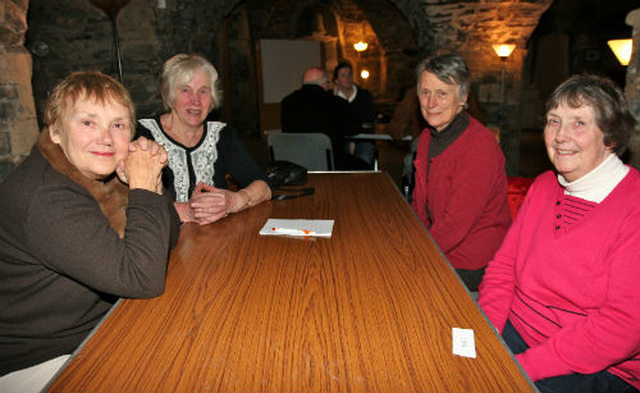 Ann King, Ann Dalby, Eileen Kennedy and Daphne Athey are all set for the Crypt table quiz in Christ Church Cathedral. The quiz was run by the vergers in aid of Trust. 