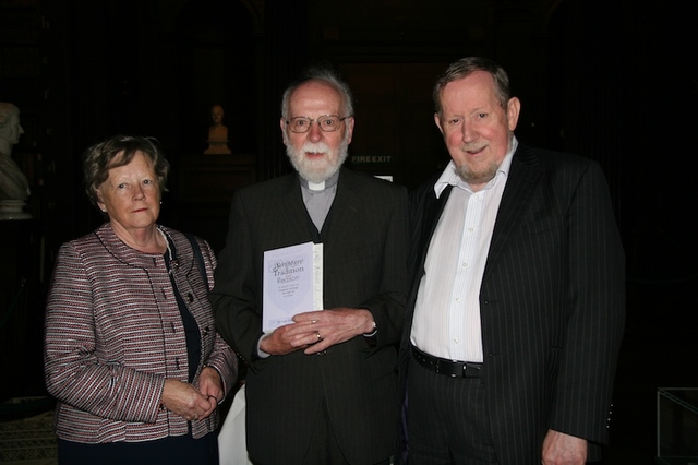 The Revd Dr Billy Marshall pictured with his wife Margaret and Sean O'Boyle of Columba Press at the launch of his book 'Scripture, Tradition and Reason' in the Long Room, Trinity College Library.