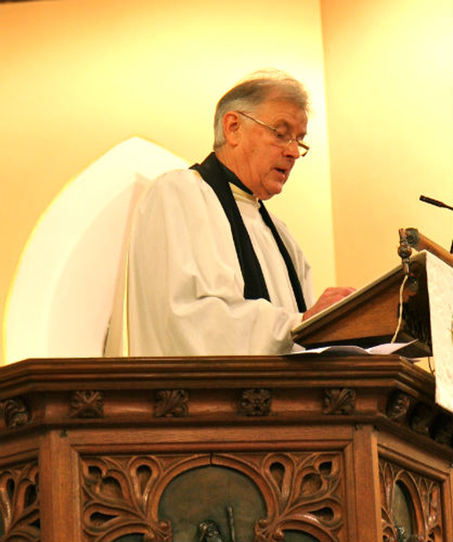 Canon Desmond Sinnamon, former rector of Taney Parish, Dundrum, gives the sermon at the Service of Institution of Revd Niall Sloane at Holy Tinity, Killiney.