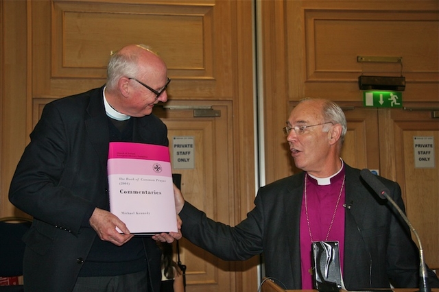 Canon Michael Kennedy and Archbishop Alan Harper pictured at the launch of the former’s virtual resource, ‘Canon Michael Kennedy's Commentaries on the BCP 2004’, at the Church of Ireland General Synod in Armagh.