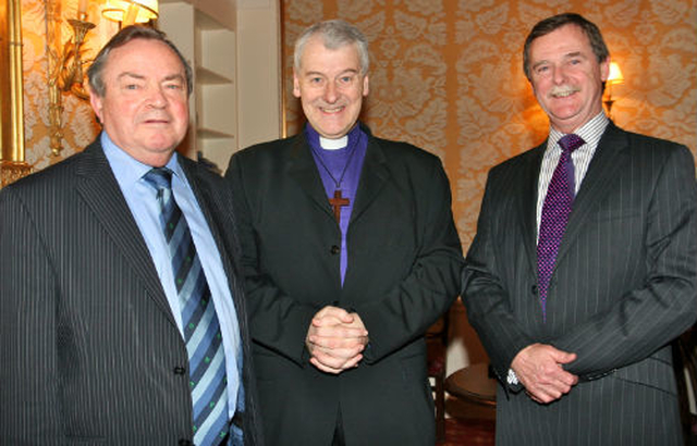 Protestant Aid chairman, Arthur Vincent; the Archbishop of Dublin, the Most Revd Dr Michael Jackson; and Protestant Aid chief executive, Robin George are pictured at the annual general meeting of the board of Protestant Aid. 