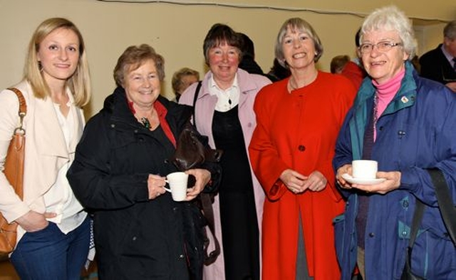 Relations of the new rector of Dalkey, the Revd Bruce Hayes, celebrate following his institution in St Patrick’s Church. Pictured are his sister Susie Hinds, his aunt Meriel Forsyth, his cousin Wendy Doak, his aunt Suzanne Hayes and her sister Adele Trapnell. 