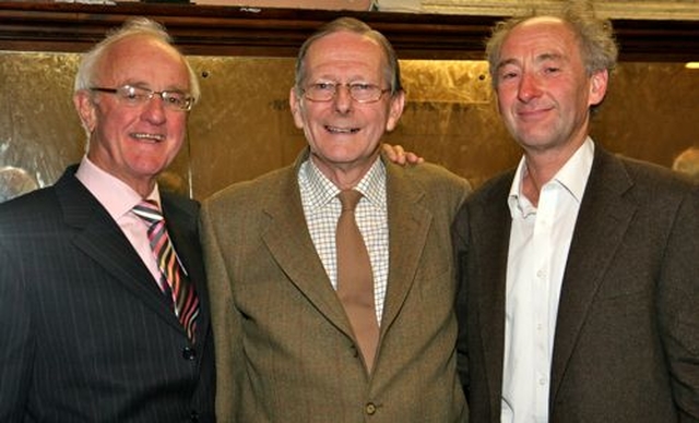 Actor Frank Kelly, Patrick Semple and Leo Cullen in the Knox Hall, Monkstown. Frank Kelly performed the official launch of Patrick Semple’s new book, Transient Beings. 