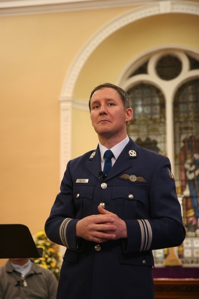 Pictured is Commendant Jim Gavin of the Air Corps and Manager of the Under 21 Dublin Gaelic Football team speaking at one of a series of Ecumenical Lenten Lectures in Rathfarnham.