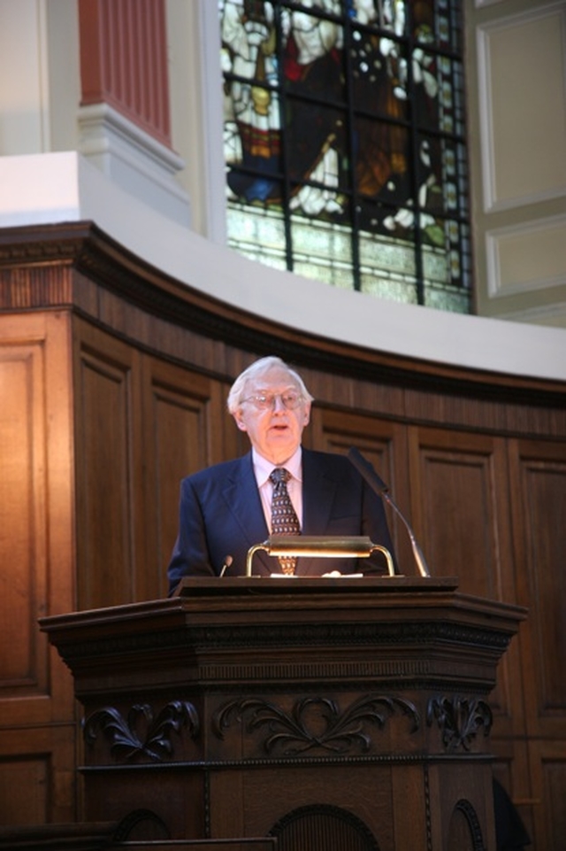 Pictured is Professor Sean Freyne preaching in Trinity College Chapel.