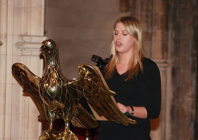 Sarah Warren, 3rd year CICE student, reading the second lesson at the Service of Thanksgiving in Christ Church Cathedral to mark the bicentenary of the establishment of the Kildare Place Society. Photo: The Ven David Pierpoint, Archdeacon of Dublin.