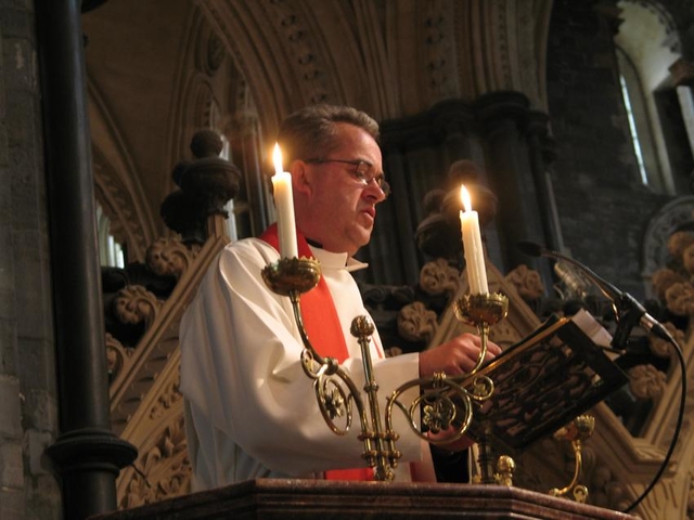 The Dean of Christ Church Cathedral, the Very Revd Dermot Dunne preaching at the ordinations of Anne-Marie O'Farrell, Robert Lawson and Stephen Farrell as Deacons. 