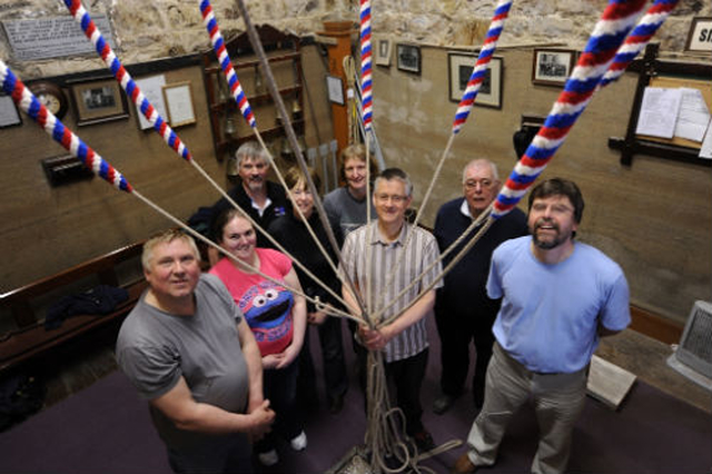 Ringers names from the Irish Association of Change Ringers rang the full peal of the bells in Christchurch Bray in aid of Wicklow Hospice. Pictured are Gail Mc Endoo, Julie Lysaght, Mike Pomeroy, Martin Haugh, Jane Johnston, Ian Bell, David Gallerath and Peter Brown.