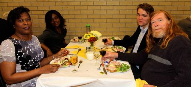 Paula Vernon, Kusa Chimbe, Adam Hobson and Gil Hayes enjoying the celebratory lunch in the newly refurbished parish hall of St Ann’s Church Dawson Street. The refurbished facility was dedicated by Archbishop Michael Jackson on Sunday September 22. 