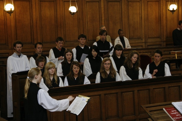 The choir pictured at the 'Virtues and Vices' service in Trinity Chapel.