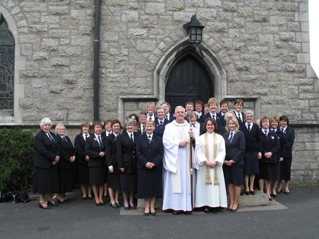 Pictured with the Archbishop of Dublin, the Most Revd Dr John Neill (centre) and the Revd Janice Aiton (centre), newly commissioned All Ireland Chaplain to the Girl’s Friendly Society are members of the GFS present at the commissioning.