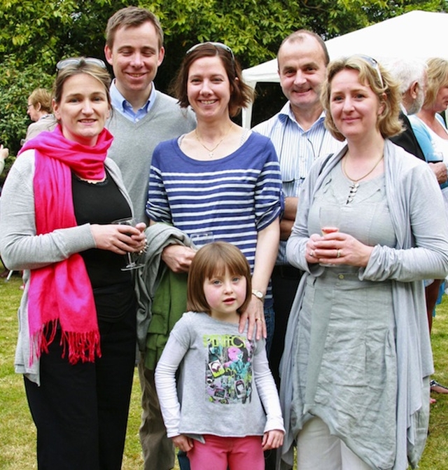 Suzanne Kehely, Sean & Michelle O'Riordan, Con Kehely and Janet Hacket with a young guest at the Sandford Parish Strawberries & Wine Evening. Photo: David Wynne.