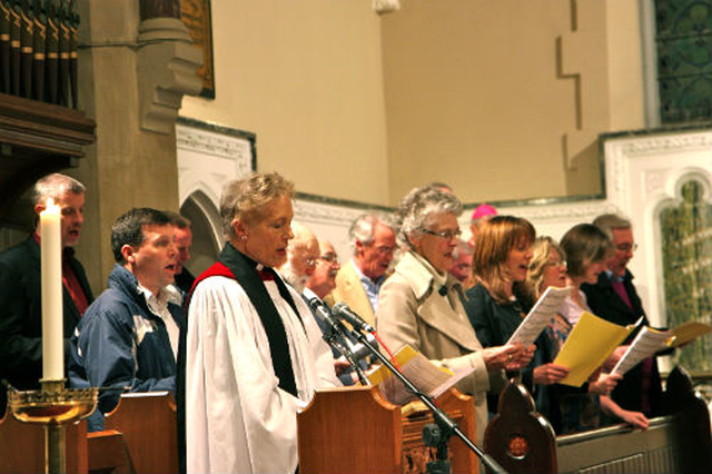 Reverend Virginia Kennerley and the choir of St Patrick’s Church, Dalkey, singing at the ecumenical service to mark the Week of Prayer for Christian Unity 2012.