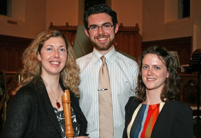 Laoise O’Brien, David O’Shea and Niamh McCormack who gave a Concert of 17th & 18th Music in St Philips Church, Milltown