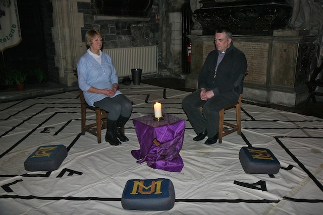 Celia Dunne and the Revd Garth Bunting, co-ordinators, pictured at the Advent Prayer Labyrinth in Christ Church Cathedral. Further information on the labyrinth is available here: http://dublin.anglican.org/news/events/2010/10/advent_preparation_quiet_day_christ_church_cathedral.php