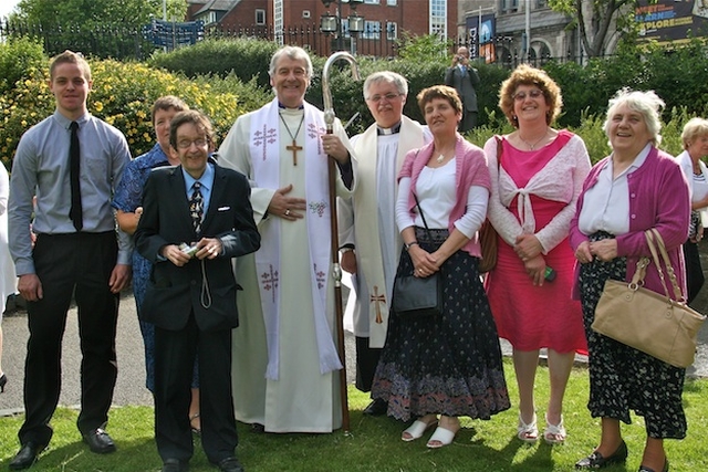 The Revd Ken Rue (Enniskerry), pictured with the Most Revd Dr Michael Jackson, Archbishop of Dublin and Bishop of Glendalough, and family members following his ordination as a priest in Christ Church Cathedral, Dublin.