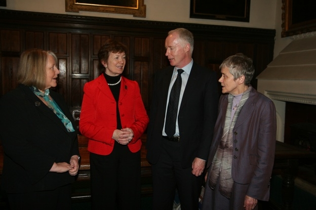 Former President of Ireland Mary Robinson with (left to right) Margaret Bowden of Christian Aid, Eamonn Mehan, Trócaire and Catherine Brennan of Eco-Congregations Ireland in Christ Church Cathedral for the Service of Prayer for Climate Change organised by the three NGOs and Stop Climate Chaos.