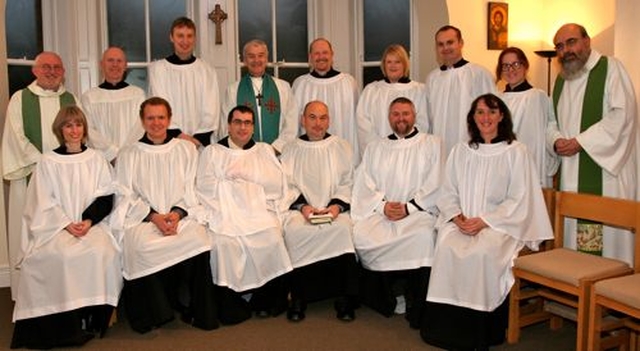 Twelve student ordinands at the Church of Ireland Theological Institute were commissioned as student readers on October 24. Pictured with Archbishop Michael Jackson, the Revd Patrick McGlinchey and Canon Patrick Comerford are Julie Bell (Down and Dromore), Philip Benson (Down and Dromore), Sam Johnston (Down and Dromore), Robert Smyth (Down and Dromore), Alan Breen (Dublin and Glendalough), Cathy Hallissey (Dublin and Glendalough), Thomas O’Brien (Dublin and Glendalough), Alastair Donaldson (Armagh), Cameron Jones (Connor), Catherine Simpson (Connor), Abigail Sines (Connor) and Robbie Robinson (Connor). 