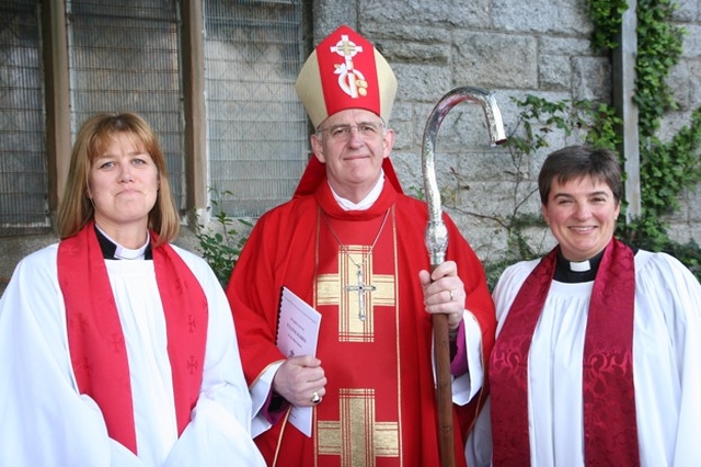 Pictured is the Revd Suzanne Harris (left) at her ordination to the Priesthood in St Philips and St James' Church, Booterstown. Also pictured is the Archbishop of Dublin, the Most Revd Dr John Neill and the Revd Gillian Wharton, Rector of Booterstown and Mount Merrion.