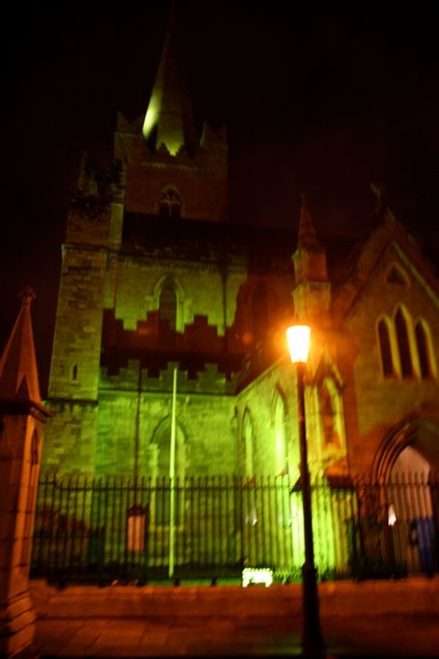 St Patrick’s Cathedral was turned green for St Patrick’s Day. 