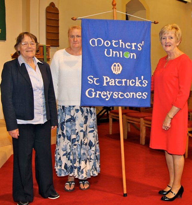 The Greystones Mothers’ Union branch displayed their new banner for the first time at the Mothers’ Union Dublin and Glendalough Diocesan Festival Eucharist which took place in St Patrick’s Church in Greystones on Tuesday September 10. The banner was made by Elizabeth McHugh in memory of Joan Pike who lived in Greystones and was All Ireland Mothers’ Union President from 1971 to 1977. 