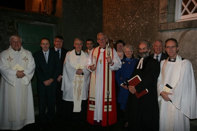 Pictured at the Institution of the Revd Canon John McCullagh as Rector of Rathdrum and Derralossary with Glenealy are (left to right), the Archdeacon of Glendalough, the Venerable Edgar Swann, Stuart Condell (Churchwarden, Laragh), David Lawson (Churchwarden, Rathdrum), Canon McCullagh, David Delamere (Churchwarden, Laragh), the Archbishop of Dublin and Bishop of Glendalough, the Most Revd Dr John Neill, Helen Binion (Churchwarden, Rathdrum), Meryl Green (Churchwarden, Glenealy), the Deputy Diocesan and Provincial Registrar, the Revd Robert Marshall, John Armstrong (Churchwarden, Glenealy) and the Revd Canon Ian Ellis (General Synod Board of Education Northern Ireland) who gave the address.